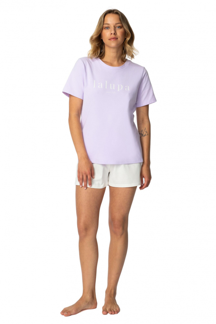 T-shirt damski koszulka z krótkim rękawem bawełniana wrzosowy
